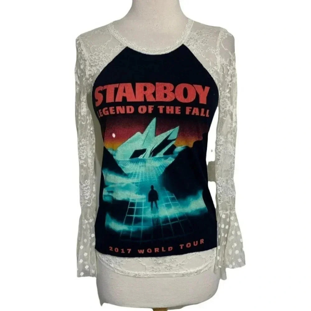 The Weekend “Starboy Legend of the Fall” 2017 world tour lace back & sleeve‎ top
